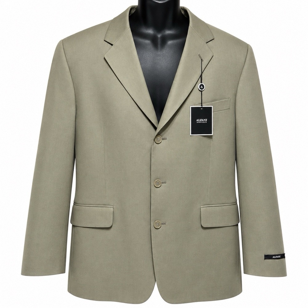 NWT Alfani Mens Sport Coat Blazer 46R Putty Beige Cotton Tencel Blend 3 Button